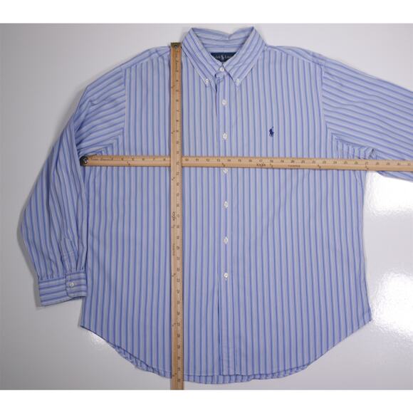 Ralph Lauren Mens Classic Fit Blue Striped Cotton Button-Up Dress Shirt XXL - Picture 5 of 8
